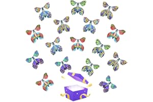 TSHAOUN 16 Pieces Magic Flying Butterfly, Clockwork Butterfly Card, Rubber Band Powered Butterfly Magic Fairy Flying Toy for Birthday Gifts, Performance Props, Children Surprise Gifts (Random Color)