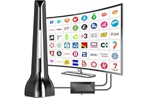QGCLEARSO Antena TV Interior,Antena televisión Interior Potente 2025 con Base Magnética, 420 km de Largo Alcance y recepción remota de 360°,Compatible con Canales 4K/1080p/VHF/UHF DVB-T/T2 en Abierto