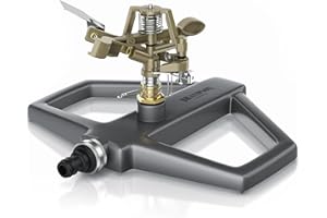 Brandson - Rasensprenger Impulsregner Metall – Intervall Sprinkler – Kreisregner – große Flächen bis 314 m2 – 20 m Reichweite - Bewässerungssystem – Schnellkupplung ¾ Zoll auf ½ Zoll
