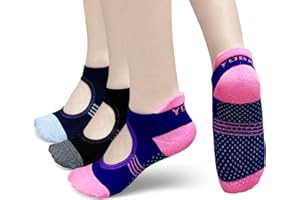 PUTUO Calcetines de Yoga Antideslizantes para Mujer: Calcetin Pilates para Mujeres para Yoga Danza Deporte Ballet Tamaño 37-42