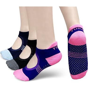 UILYNIU 5 Paires Chaussettes Yoga Antidérapantes – Grip PVC – Femmes & Hommes – Yoga, Pilates, Danse, Barre – Taille 36-42