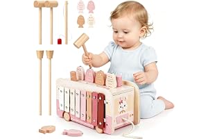 Vanplay Montessori leksak från 1 år, 7-i-1 hammarspel fiskespel magnet, träleksak, motorikleksak, gåva barnleksak från 1 2 3