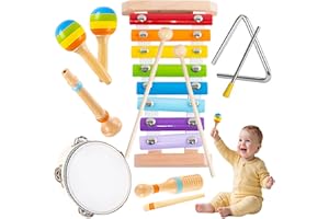 GEMKARRY Spielzeug ab 1 Jahr,Montessori Spielzeug ab 1 2 3 4 5 Jahr Musikinstrumente für Baby Spielzeug Geschenk Musik Kinderspielzeug ab 1-5 Jahre MäDchen Junge Holzspielzeug Musik Set Geburtstag für Kinder