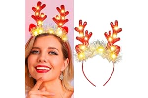 Fashband Serre-tête de Noël rouge à paillettes avec bois de cerf pour décoration de robe de costume et photos