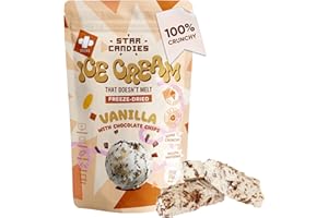 Star Candies Freeze Dried Ice Cream Vanilla with Chocolate - No Melting Freeze Dried Sweets - Crunchy Camping Food - Astronaut Ice Cream loved by Kids and Adults - Space Food, Gift (50 g, 1 pack)