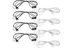 GBKDQQ 8 cavi di alimentazione con spina e interruttore, cavo di collegamento da 1,80 m, con spina europea, H03VVH2-F2 x 0,75 mm², per luci, lampade, lampadine (nero + bianco)