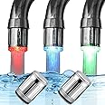 2 Pack LED Water Faucet, 3 Color Temperature Sensitive LED Water Faucet Light Water Stream Color Changing Faucet Tap for Kitchen and Bathroom