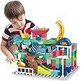 Masroo 112 Piece Marble Run Building Blocks Dinosaur Toy, STEM Toy Bricks Set with Functional Dinosaur Building Blocks,Marble Maze Building Toys Compatible with All Major Brands for Kids Ages 3 4 5+