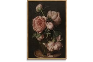 InSimSea Leinwand-Wandkunst, Raumdekoration, Vintage-Blume, Leinwanddrucke, gerahmt, große Wandkunst-Dekorationen für Schlafzimmer, Bauernhaus, Badezimmer, Dekoration, Wandkunst, 40 x 60 cm