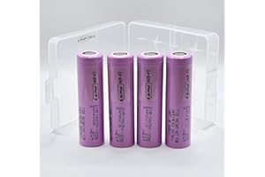 LIONPWR 4x Flat Top SAM 35E - 3500mAh - 3.7V - 13A (50W) Max. Discharge - Rechargeable 18650 Li-Po Battery. Case Included. Low to medium drain Battery with a huge Capacity.