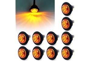 Ricoy 3/4" Round Yellow LED Front Rear Side Marker Indicators Light Waterproof Bullet Clearance Marker Light 12V for Car Truck (Pack of 10)