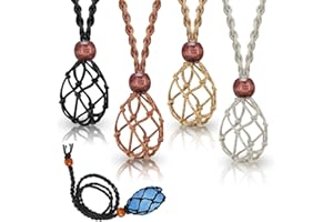 OPIURVY 4 Pezzi Cordone Portapietra per Collana Vuoto Porta Collane in Cristallo cordino per collane in Pietra Grezza di Quarzo Pendente Corda Regolabile Rete per Gioielli