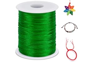 LEREATI Cola de Raton 1.5mm x 100m Cuerda Nylon Cordón de Satén Nailon, Hilo Macrame para Hacer Pulseras, Reborde, Joyería, Anudado Chino (Verde)