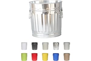 Jinfa | Poubelle métallique vintage avec poignées | Zinc | Taille: S | 21 cm de diamètre, 21.5 cm de hauteur | Volume: 7 Litres