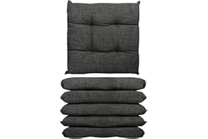 GLHOME IDEE PER LA CASA GL HOME Set 4 o 6 Cuscini Sedia Con Lacci a 4 Punti Made in Italy - Cuscini Imbottiti 40 x 40 per Sedie Cucina - Comodi e Morbidi - 6 Pezzi/Piombo