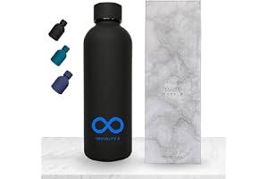 INFINITY 8 Water Bottle, Stainless Steel Flask, 500 ML/17 OZ, Double Wall Vacuum Insulated, Leak Proof, Hot and Cold, BPA Free, perfect for kids, school, office, gym and sports (Matte Black)