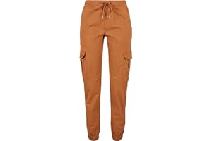 Urban Classics Ladies’ high-waist cargo jogging Mujer Pantalones de deporte Negro Ancho