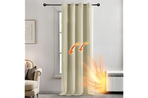 Deconovo Tenda per Interni Oscurante Moderne 240 CM Altezza, per Camera da Letto e Soggiorno con Anelli 1 Pannello, 140x240 CM, Beige Scuro