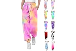 KODMNSW Jogginghose Mädchen Sporthose Sweatpants Kinder Batik Farbverlauf Hosen Trainingshose Tunnelzug Freizeithose Fitness Laufhose mit Tasche Sommer Hose für Teenager Mädchen 3-14 Jahre