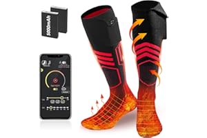 OHAANYY Heated Socks for Men Women 5V/5000mAh Electric Socks Rechargeable Washable, App Remote Control, with 3 Heating Levels for Warm Socks Winter Outdoor Camping Hiking Fishing Hunting Skiin