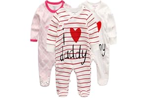 Kiddiezoom Lot de 3 grenouillères pour bébé garçon et fille.