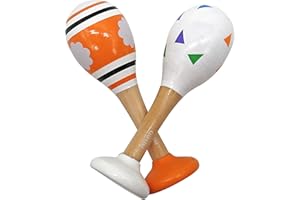 PREMYO Sonaglio Neonato Maracas - Giocattolo per Bambini Legno - Gioco Montessori Musicale Bebè - Strisce Triangoli