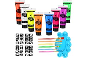 Proamate Neon Face Paint,Glow in Dark Face Body UV Blacklight Neon Fluorescent Art Paint Neon Accessories Perfect for Carnival, Party, Halloween (10ml)