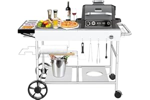 GFTIME Table de four à pizza 128 x 64 cm Ooni Koda/Karu/Fyra 16 & 12 station de rangement à pizza, support mobile barbecue d'extérieur Ninja Woodfire, Blackstone Griddle Cuisinart, GF30048