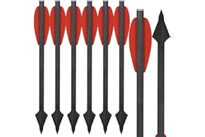 WANVZMR 6.3" Pistol Crossbow Bolts,Carbon Mini Crossbow Arrows Bolts Broadhead Tips Hunting Arrows for 50-80lbs Crossbow Archery Pistol-Fishing Hunting Shooting Target Practice