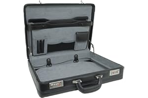 alpine swiss Mens Briefcase | Expandable Genuine Leather Attache Briefcase For Men | Dual Combination Lock Business Case