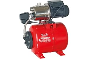 T.I.P. 31188 Hauswasserwerk HWW 3600 I (Fördermenge max. 3.600 l/h, Förderhöhe max. / Druck max. 40 m / 4,0 bar, 650 Watt, 18 l Stahl-Druckkessel, Druckschalter und Manometer)