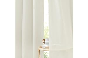 PONY DANCE Tende Lino per Soggiorno Tende Semitrasparenti con Anelli per Salotto Eleganti Linen Curtains per Interni Moderne 2 Pezzi L 140 x A 260 CM, Crema