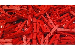 celloexpress Red 25mm Mini Wooden Craft Pegs - Scrapbooking, Display Photos & Keepsakes (Pack of 50)