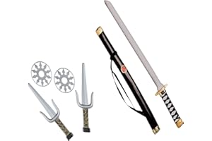 W WIDMANN MILANO Party Fashion 27271 - Ninja Waffenset, 1 Schwert mit Scheide, 2 Dolche, 2 Shuriken, Accessoire, Mottoparty, Karneval