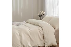 TOCOMOA Pościel 155 x 220 cm, 2-częściowa, beżowa, miękka i nie wymaga prasowania z mikrofibry, certyfikat Oeko-Tex, 1 poszwa na kołdrę i 1 poszewka na poduszkę 80 x 80 cm, z zamkiem błyskawicznym