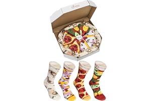 Rainbow Socks - Pizza MIX Végétarienne Capriciosa Peppéroni Femme Homme - 4 Paires Chaussettes