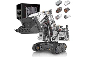 SDXFUWA R9800 Modèle de Pelle - Contrôle RC, Moteurs Haute Performance, Blocs de Serrage pour Pelle sur chenilles, Kit de Construction de véhicules de Construction(Pièces 4108)