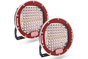 Safego 2pcs Focos LED, 7" 300W 30000LM Faros Trabajo LED Spot 12V-24V Barra LED IP67 Impermeable Luz de Niebla para Coche,SUV, UTV, ATV,Off-road,Camión,Moto,Barco - Garantía de 1 años(Concha roja)