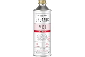 EAT WHOLESOME FOOD CO. Eat Wholesome High C8 Huile de noix de coco MCT biologique, 100 % noix de coco, huile MCT en bouteille en verre, 500 ml (l'emballage peut varier)