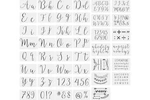 QUIIEOSKIA 45 Pcs Reusable Plastic Letter & Number Drafting Stencils for DIY Craft Painting Wood Wall Fabric