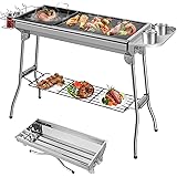 Barbecue a Carbonella XXL, Griglia a Carbone, Griglia Campeggio, Barbecue a Cabone Portatile Pieghevole in Acciaio Inossidabi