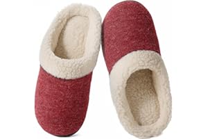 Wishcotton Chaussons Femme Pantoufles Mousse à Mémoire Confortable Doublure Peluche Laine Semelles Caoutchouc Antidérapantes pour Intérieur et Extérieur