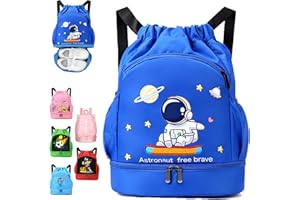 YOUYIKE Sac à dos de sport imperméable, Sac à dos nager Cordon pour Enfants, Sac de Sport pour fille Garçon, Large Bandoulière Sacs de Sport à Cordon Sac de Gym Avec Poche Intérieure
