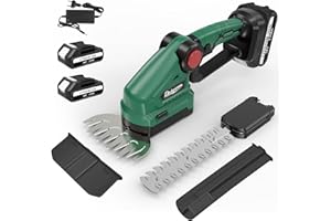 ASUNCELL Tijeras Cortacésped y Arreglasetos 2 en 1, Tijeras de Jardín con 2 * 3000mAh Batería 18V, Cortasetos a Batería Tijeras Arreglaseto, Tipos de Cuchillaspara Podar Césped, Arbustos y Setos