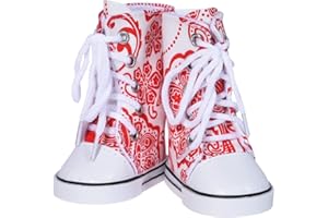 The New York Doll Collection Rouges Imprimées Montantes Sport Chaussures s'adapte 18 Pouces / 46 cm Poupées - Poupées Chaussures Baskets Accessoires Ensemble