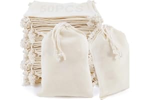 Ruby - 48 Sacchetti di Cotone con Coulisse Regolabile 12 x 17, Sacchetti Regalo in Stoffa, per Lavori Artigianali Taglia L