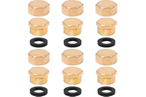 Neikafan 1/2" Brass Blanking Nuts Caps 12 Pcs Male and Female Blanking Stop Cap Radiator Compression Pipe Water Stop End Cap for Washing Machine Valve Blanking Stop Ends Caps with Washers