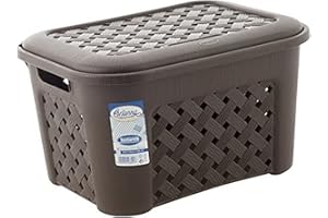 Tontarelli Cesta Biancheria Arianna con Coperchio lt24 wengè Riordino Lavanderia, Marrone, 24 Litri