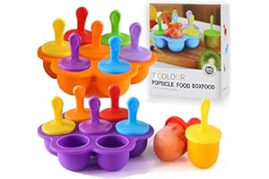 BEFOL Eisformen Silikon,2 Stück Eisformen Eis am Stiel Formen Silikon,7 Mulden Eisform mit Kunststoffstäbchen,Eisformen Kinder BPA Frei, Mini Eis Form, Eisförmchen Popsicle Formen(Orange Lila)