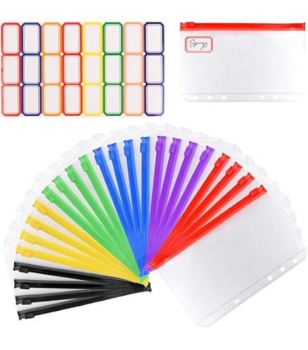 Carpeta De Anillas A6 Con 12 Sobres De Colores Y Cremallera – Organiza Recuerdos, Tarjetas O Documentos (transparente, Recargable)